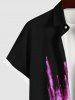 Plus Size Colorful Smoke Bomb Painting Splatter Print Hawaii Button Pocket Shirt For Men -  