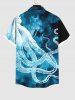 Plus Size Octopus Ombre Sea Print Buttons Pocket Hawaii Shirt For Men -  
