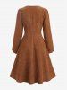Robe Asymétrique Côtelée Texturée Grande Taille à Lacets - café 5x | US 30-32