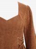Robe Asymétrique Côtelée Texturée Grande Taille à Lacets - café 5x | US 30-32