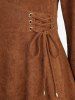 Robe Asymétrique Côtelée Texturée Grande Taille à Lacets - café 5x | US 30-32