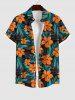 Tropical Leaf Hibiscus Flowers Print Plus Size Matching Hawaii Beach Outfit For Couples -  