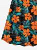 Tropical Leaf Hibiscus Flowers Print Plus Size Matching Hawaii Beach Outfit For Couples -  