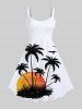 Coconut Tree Sunset Bird Print Plus Size Matching Hawaii Beach Outfit For Couples -  