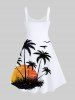 Coconut Tree Sunset Bird Print Plus Size Matching Hawaii Beach Outfit For Couples -  