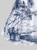 Coconut Tree Sea Mountain Box Print Plus Size Matching Hawaii Beach Outfit For Couples -  