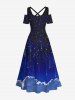 Glitter Galaxy Star Moon Cloud Print Plus Size Matching Hawaii Beach Outfit For Couples -  