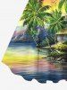 Coconut Tree Sea Colorful Ombre Sky Cloud Mountain Print Plus Size Matching Hawaii Beach Outfit For Couples -  