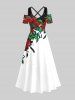 Floral Leaf Vine Colorblock Print Plus Size Matching Hawaii Beach Outfit For Couples -  