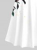 Floral Leaf Vine Colorblock Print Plus Size Matching Hawaii Beach Outfit For Couples -  