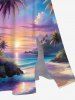 Plus Size Coconut Tree Ombre Colorful Sky Sea Print Split Hawaii Midi Dress -  