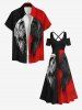Halloween Costume Wings Ink Painting Colorblock Print Plus Size Matching Set For Couples -  