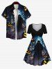 Halloween Costume Pumpkin Wizard Tree Midnight Print Plus Size Matching Set For Couples -  