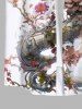 Plus Size Chinese Elements Dragon Flowers Print Buttons Pocket Shirt For Men -  