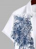 Plus Size Coconut Tree Sea Mountain Box Print Buttons Pocket Hawaii Shirt For Men -  