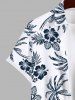 Plus Size Tropical Leaves Floral Coconut Tree Print Hawaii Button Pocket Shirt For Men -  