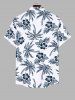 Plus Size Tropical Leaves Floral Coconut Tree Print Hawaii Button Pocket Shirt For Men -  