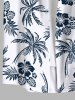 Plus Size Tropical Leaves Floral Coconut Tree Print Hawaii Button Pocket Shirt For Men -  