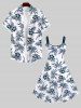 Plus Size Tropical Leaves Floral Coconut Tree Print Hawaii A Line Tank Dress -  