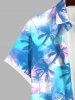 Plus Size Tie Dye Ombre Tropical Coconut Tree Print Buttons Pocket Hawaii Shirt For Men -  