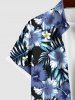 Plus Size Tropical Leaf Hibisicus Flower Print Buttons Pocket Hawaii Shirt For Men -  
