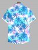 Plus Size Tie Dye Ombre Tropical Coconut Tree Print Buttons Pocket Hawaii Shirt For Men -  
