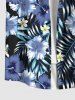 Plus Size Tropical Leaf Hibisicus Flower Print Buttons Pocket Hawaii Shirt For Men -  