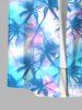 Plus Size Tie Dye Ombre Tropical Coconut Tree Print Buttons Pocket Hawaii Shirt For Men -  