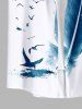 Plus Size Feather Birds Paint Splatter Print Buttons Pocket Hawaii Shirt For Men -  