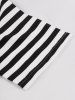 Stripes Print Button Down Shirt Collar Vintage Dress -  