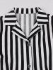 Stripes Print Button Down Shirt Collar Vintage Dress -  