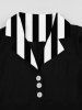 Stripes Print Buttons Shirt Collar Vintage Dress With Belt -  