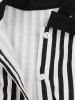 Stripes Print Button Down Tie Bowknot Vintage Dress -  