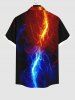 Plus Size Glitter Lightning Print Hawaii Button Pocket Shirt For Men -  
