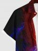 Plus Size Glitter Lightning Print Hawaii Button Pocket Shirt For Men -  