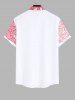 Plus Size Rose Flower Leaf Print Hawaii Button Pocket Shirt For Men -  