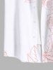 Plus Size Rose Flower Leaf Print Hawaii Button Pocket Shirt For Men -  