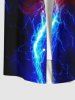 Plus Size Glitter Lightning Print Hawaii Button Pocket Shirt For Men -  