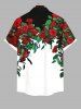 Plus Size Floral Leaf Vine Colorblock Print Hawaii Button Pocket Shirt For Men -  