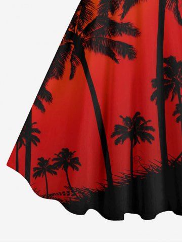 Plus Size Coconut Tree Ombre Sky Print Hawaii A Line Tank Dress