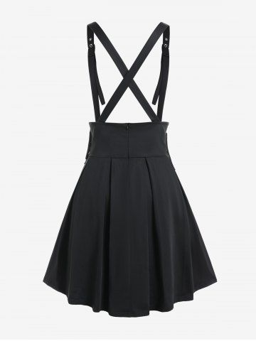 Gothic Lace Up Buckles Godet Hem A Line Suspender Skirt