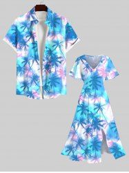 Tie Dye Ombre Tropical Coconut Tree Print Plus Size Matching Hawaii Beach Outfit For Couples -  