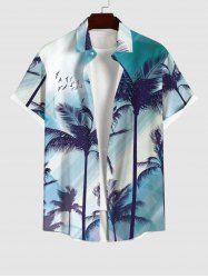 Plus Size Coconut Tree Bird Ombre Light Beam 3D Print Buttons Pocket Hawaii Shirt For Men -  