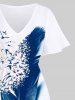 Feather Birds Paint Splatter Print Plus Size Matching Hawaii Beach Outfit For Couples -  