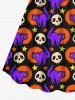 Costume D'Halloween Imprimé Chat et Lune Grande Taille Mignon pour Couples - Noir 