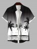 Ombre Colorblock Coconut Tree Sea Print Plus Size Matching Hawaii Beach Outfit For Couples -  