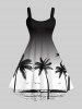 Ombre Colorblock Coconut Tree Sea Print Plus Size Matching Hawaii Beach Outfit For Couples -  