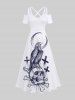 Costume D'Halloween pour Couples en Forme de Toile D'araignée et Lune Grande Taille - Blanc 
