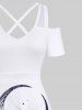 Costume D'Halloween pour Couples en Forme de Toile D'araignée et Lune Grande Taille - Blanc 