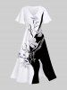 Floral Leaves Two Tone Print Plus Size Matching Hawaii Beach Outfit For Couples -  